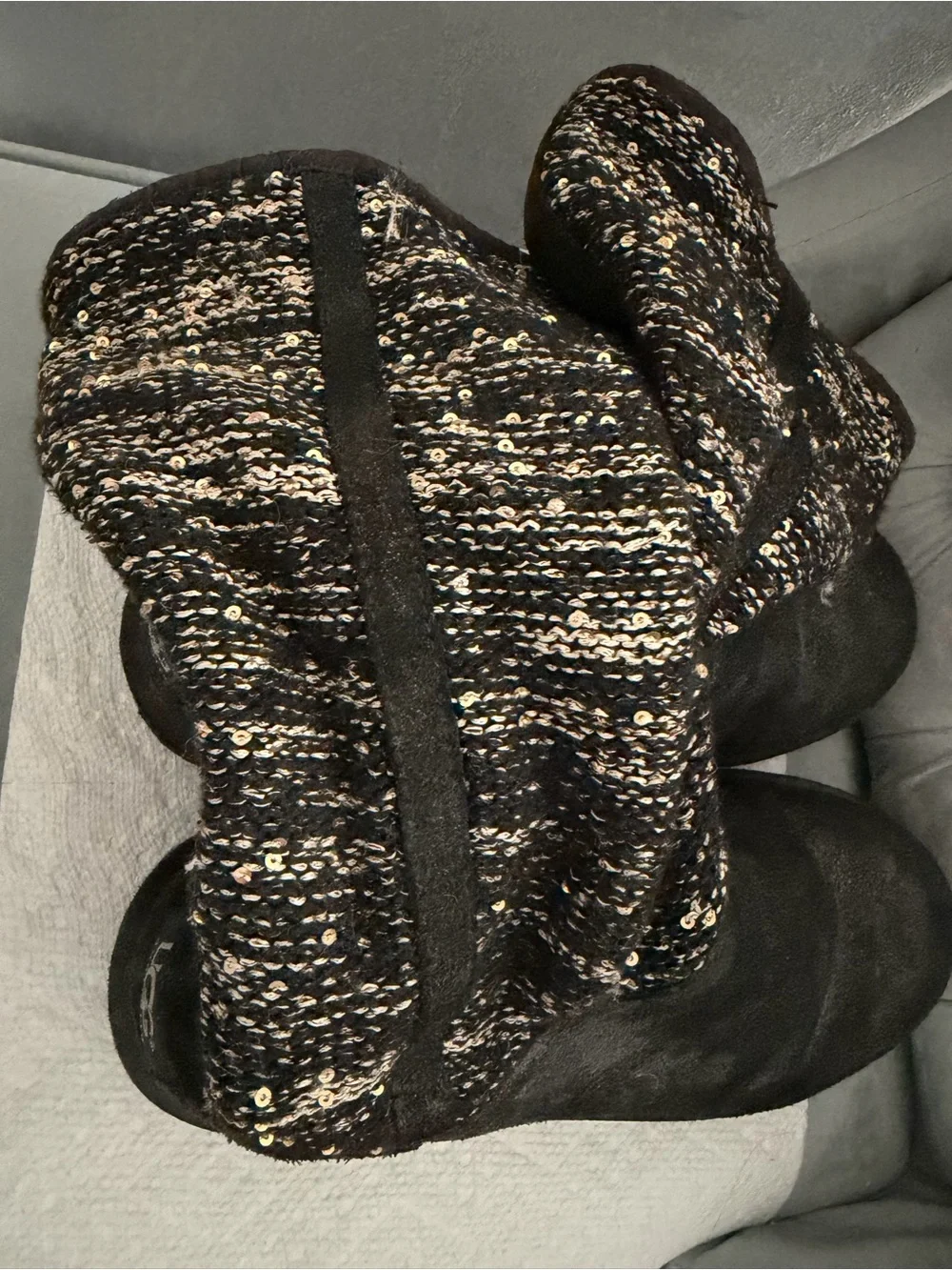 UGG Cozy Black Knit-Trim Women's Slipper Boots